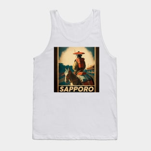 Sapporo Japan Samurai Vintage Travel Art Poster Tank Top